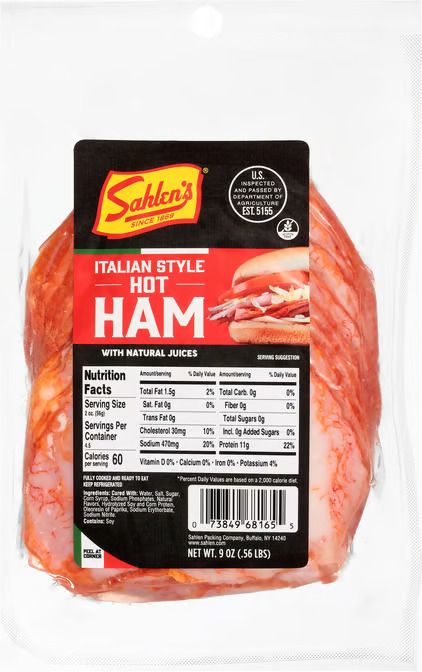 Sahlen's Smokehouse Italian Style Hot Ham