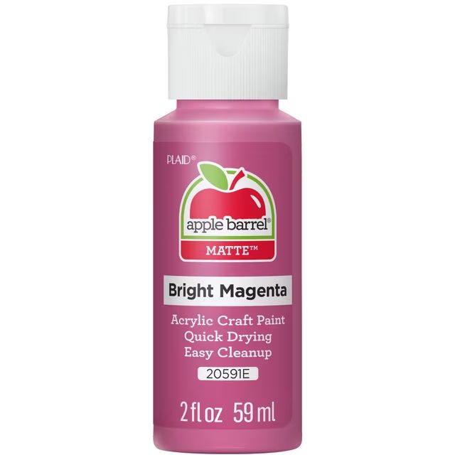 Apple Barrel Matte Acrylic Craft Paint, 2oz bottles Bright Magenta Apple Barrel Matte Acrylic Craft Paint, 2oz bottles Bright Magenta