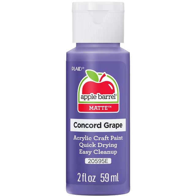 Apple Barrel Matte Acrylic Craft Paint, 2oz bottles Concord Grape Apple Barrel Matte Acrylic Craft Paint, 2oz bottles Concord Grape