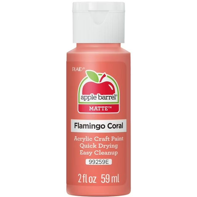 Apple Barrel Matte Acrylic Craft Paint, 2oz bottles Flamingo Coral Apple Barrel Matte Acrylic Craft Paint, 2oz bottles Flamingo Coral