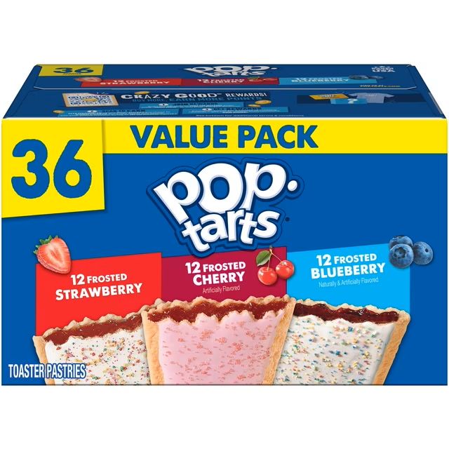 Pop Tarts 36ct Value Pack (12 Strawberry, 12 Cherry &amp; 12 Blueberry)