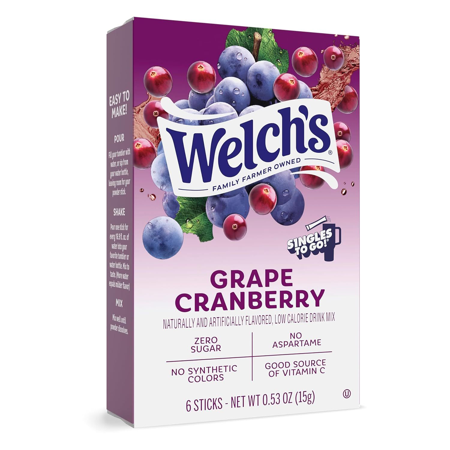 Welch's 6ct - (add to 16.9oz water)     Grape Cranberry