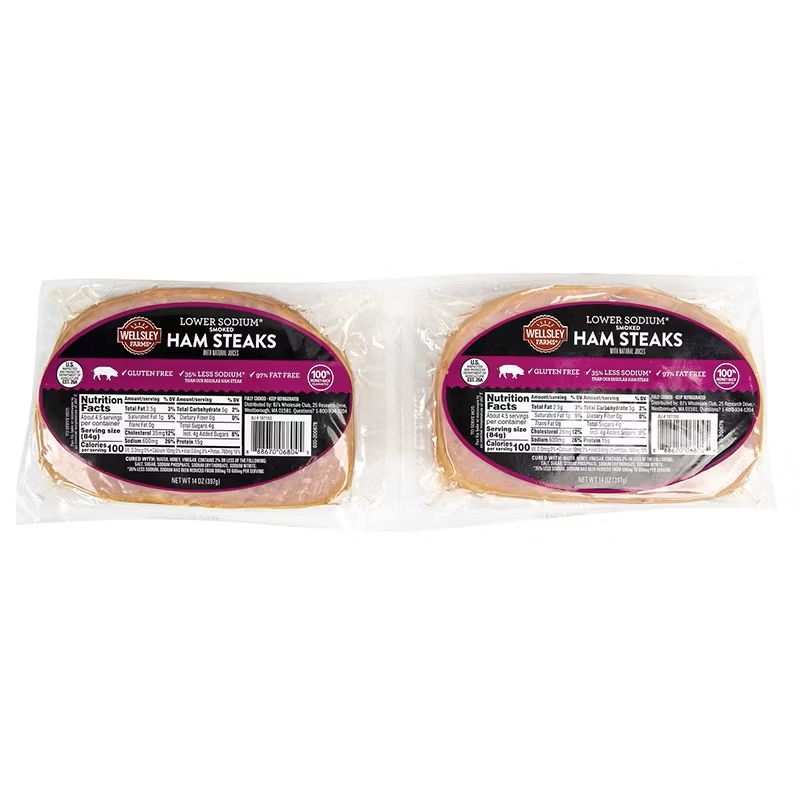 Wellsley Farms Boneless Ham Steaks 14oz Lower Sodium