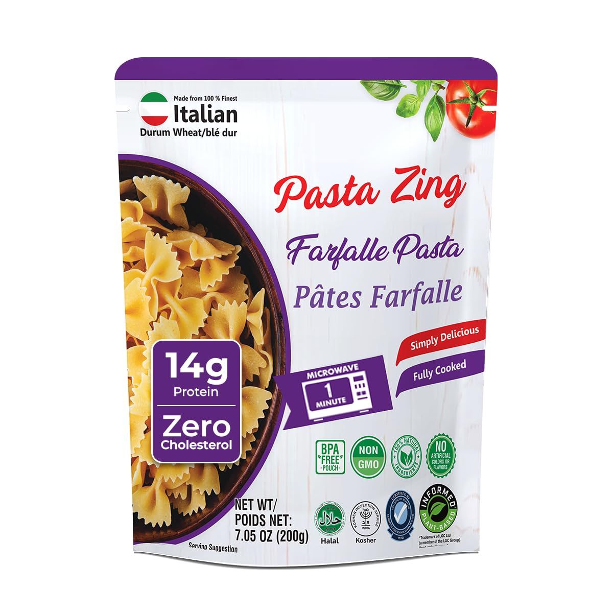 Pasta Zing Heat &amp; Eat Microwavable Pouch - Farfalle Pasta
