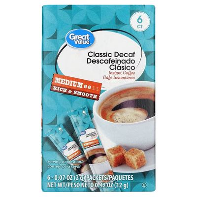 Great Value Classic Roast Decaf Coffee 6ct Great Value Classic Roast Decaf Coffee 6ct