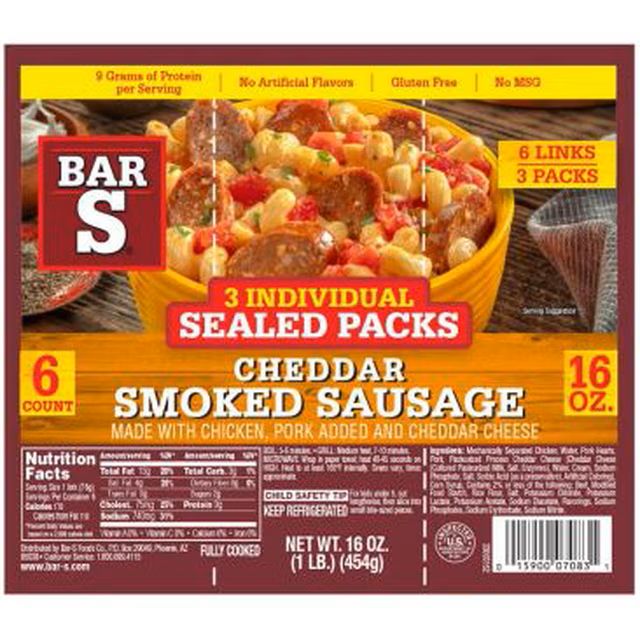 Bar S Sausage Links 3 Individually Wrapped 2ct - Cheddar Bar S Sausage Links 3 Individually Wrapped 2ct - Cheddar