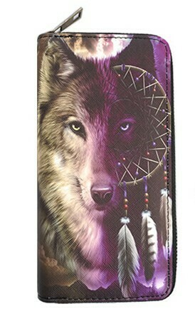 Wolf keep dreaming clutch wallet -Purple