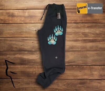 Turquoise Bear Paws sweatpants - black