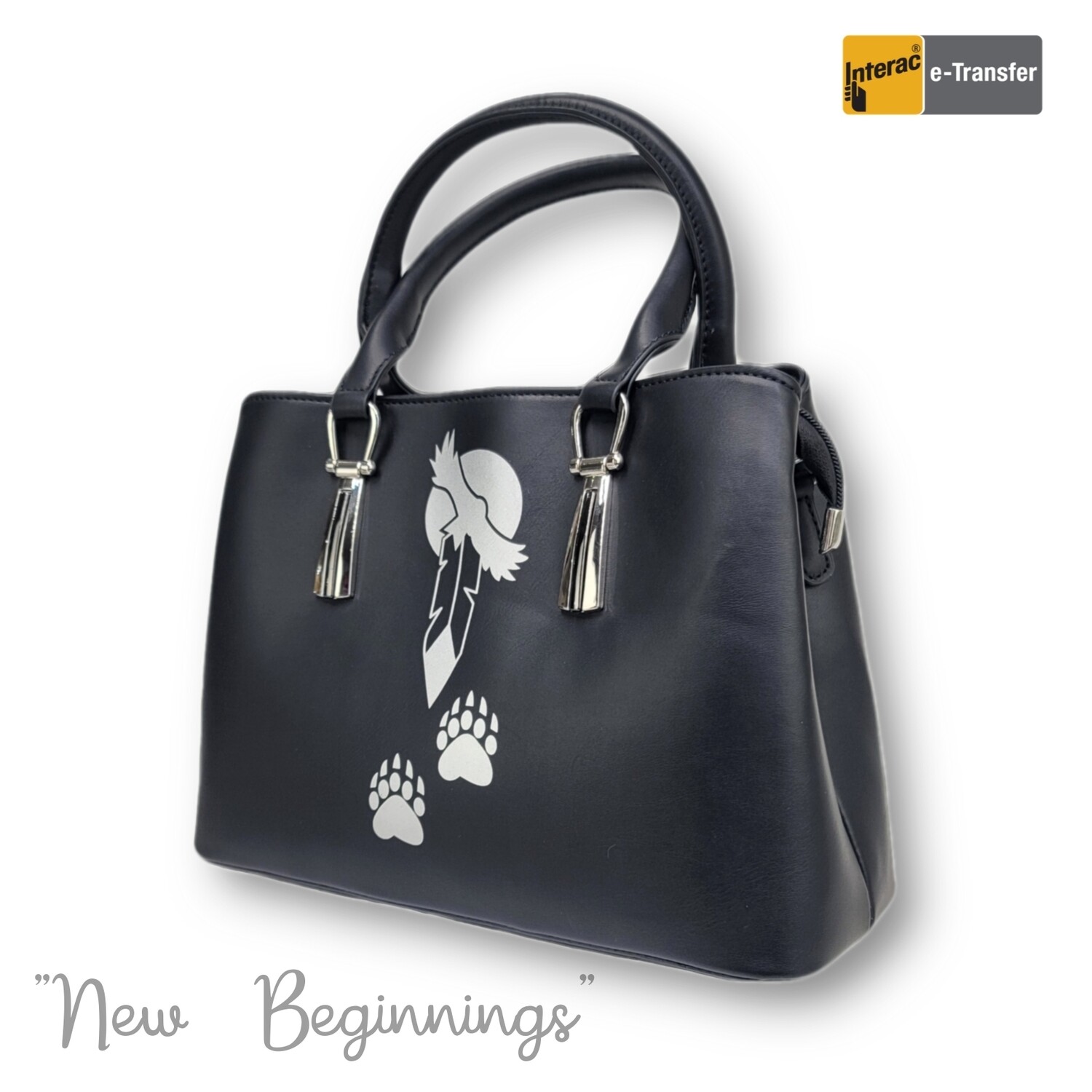 "New Beginnings" Purse Black w Silver Logo