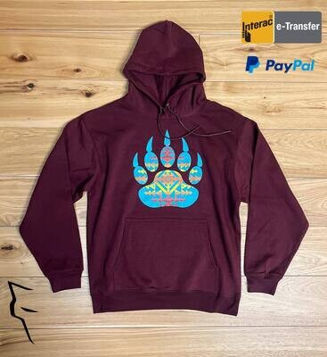 Turquoise Bear Paw - Hoodie maroon
