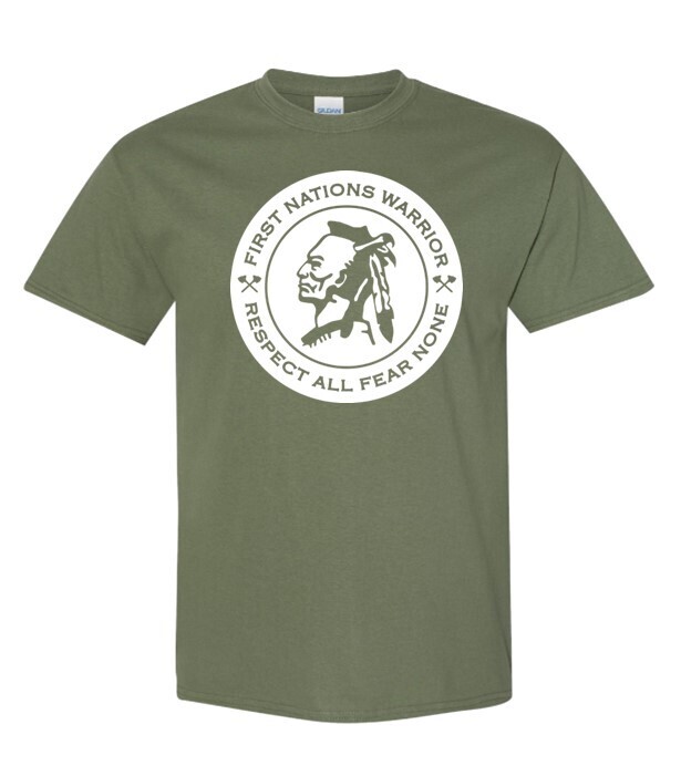 Respect All Fear None - basic fit tee Military Green