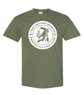 Respect All Fear None - basic fit tee Military Green