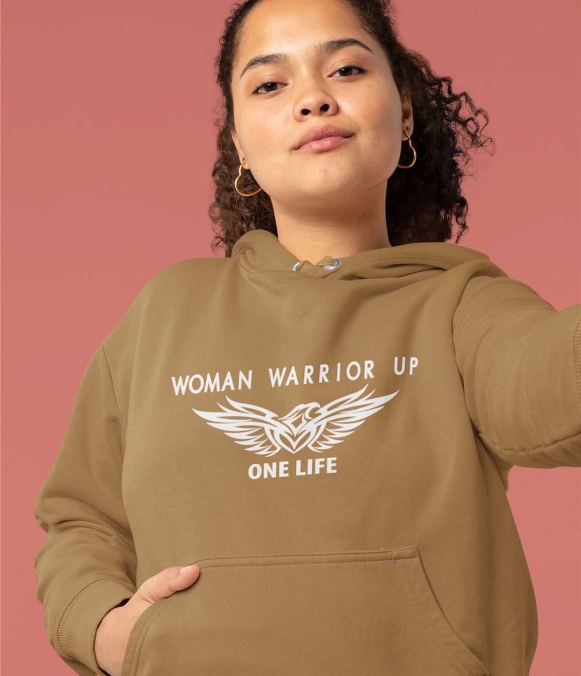 Woman Warrior Up hoodie- Caramel