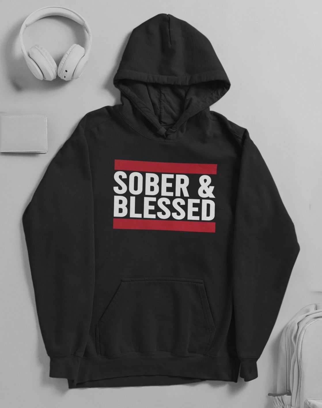 Sober &amp; Blessed - Hoodie black