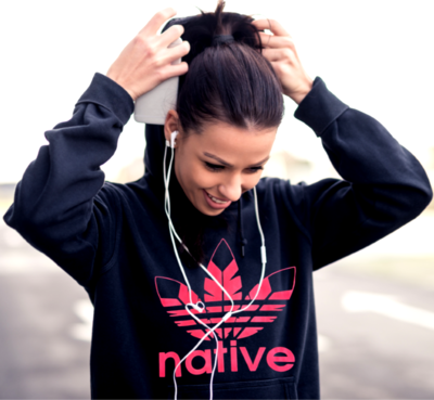 Native Style hoodie black w pink logo