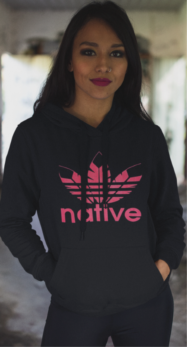 Native Style hoodie black w pink logo