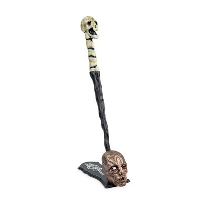 Death Eater Skull Wand Harry Potter Wand Replica with Bronze Death Eater Mask Stand