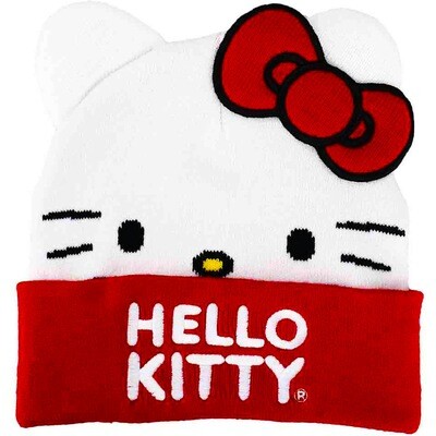 Hello Kitty Sanrio Embroidered Big Face Beanie with Ears Hello Kitty Sanrio Embroidered Big Face Beanie with Ears