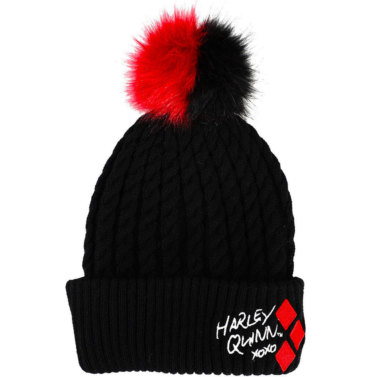 Harley Quinn Suicide Squad DC Comics Woven Knit Pom Beanie