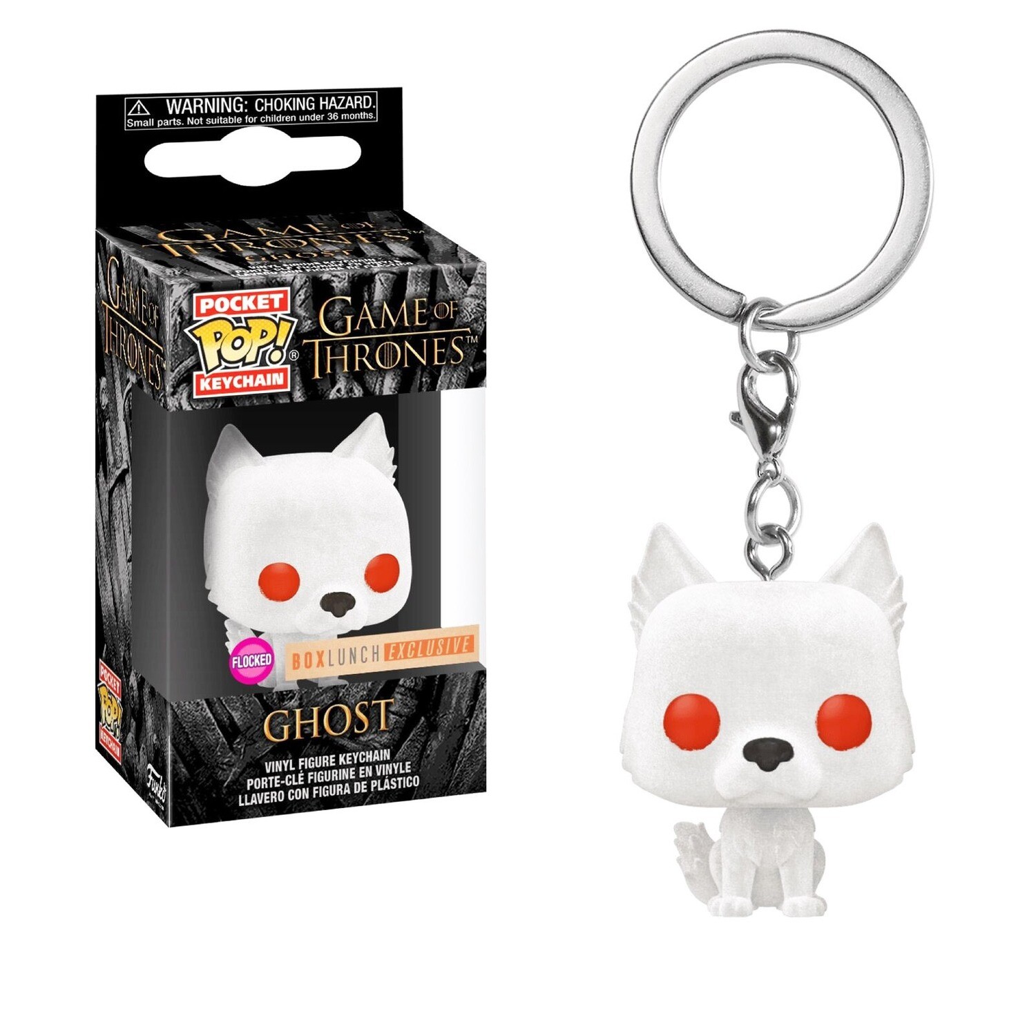 Ghost (Flocked) Game of Thrones Funko Pocket Pop Keychain BoxLunch Exclusive