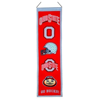 The Ohio State University Buckeyes NCAA Heritage Logos Wool Pennant Banner The Ohio State University Buckeyes NCAA Heritage Logos Wool Pennant Banner