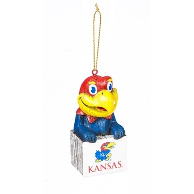 Kansas Jayhawks NCAA Mascot Block Holiday Christmas Tree Ornament