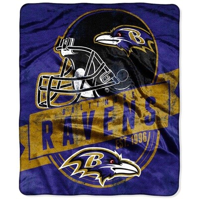 Baltimore Ravens NFL Royal Raschel Plush Throw Blanket