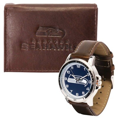 Seattle Seahawks NFL Sparo Leather Watch and Wallet Gift Set