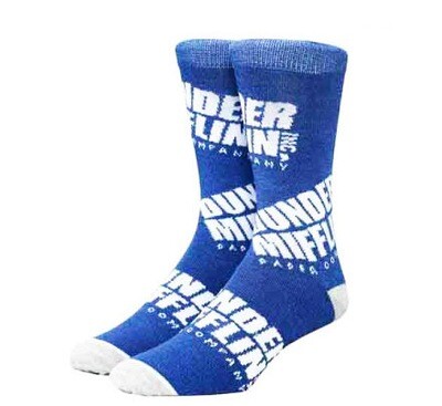 Dunder Mifflin Paper Company The Office NBC Blue and Grey Crew Socks