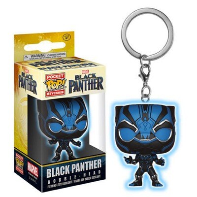 Black Panther (Blue Glow) Black Panther Marvel Funko Pocket Pop Keychain