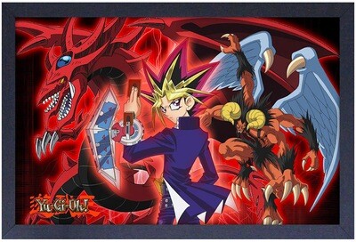 Yami and Monsters Yu-Gi-Oh! Framed Fiberboard Poster Print