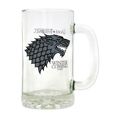 Winter is Coming House Stark Direwolf Sigil Game of Thrones Glass Stein