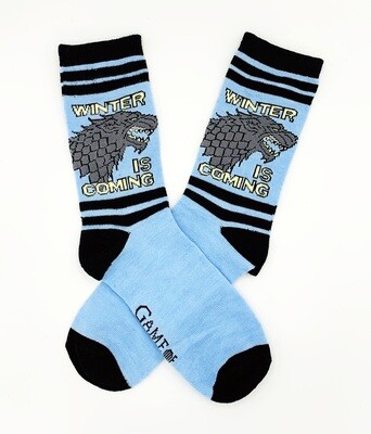 Winter is Coming House Stark Game of Thrones Striped Crew Socks