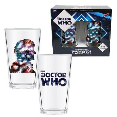 Third Doctor BBC Doctor Who 16 oz. Pint Glass Set of 2