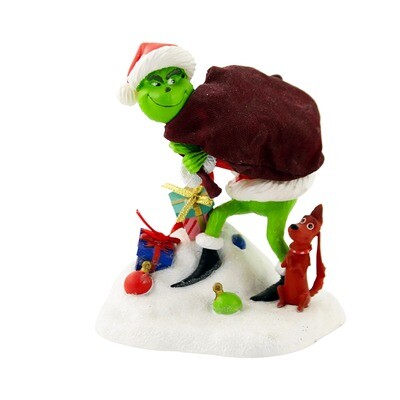 Christmas Grinch with Max Dr. Seuss Kurt S. Adler Fabriche Figurine