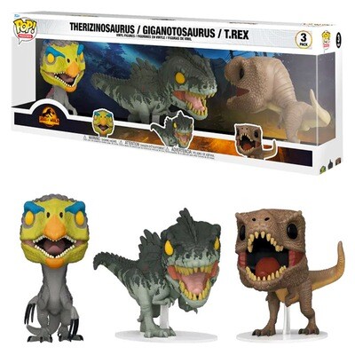 Dinosaurs (Therizinosaurus, Giganotosaurus, T. Rex) Jurassic World: Dominion Funko Pop Movies 3-Pack