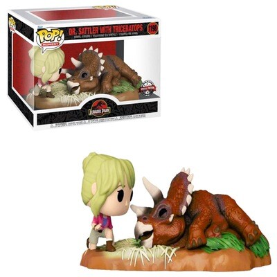 Dr. Sattler and Triceratops Jurassic Park Funko Pop Moment 1198 Special Edition Exclusive (NOT MINT)