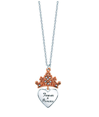 Forever a Princess Disney Crystal and Silver over Brass Pendant Necklace