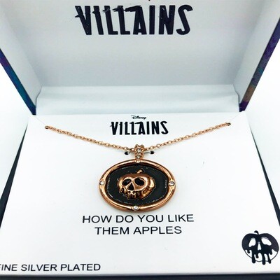 How Do You Like Them Apples Evil Queen Snow White Disney Villains Rose Tone Silver Over Brass Crystal Link Pendant Necklace How Do You Like Them Apples Evil Queen Snow White Disney Villains Rose Tone Silver Over Brass Crystal Link Pendant Necklace