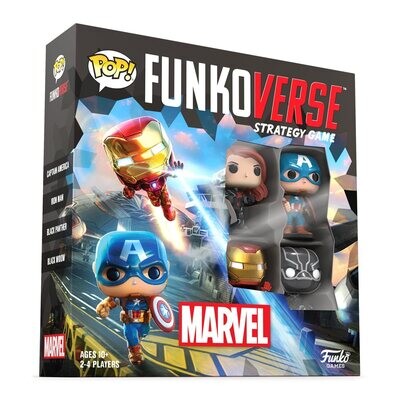 Marvel (Black Widow, Captain America, Iron Man, Black Panther) Funko Games Pop Funkoverse Strategy Game Base Set 100 4-Pack