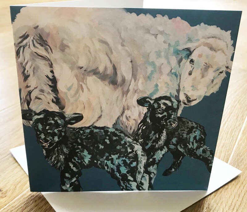 &#39;La&#39;al Twins&#39; Herdwick Ewe &amp; Lambs - Blank Greetings Card