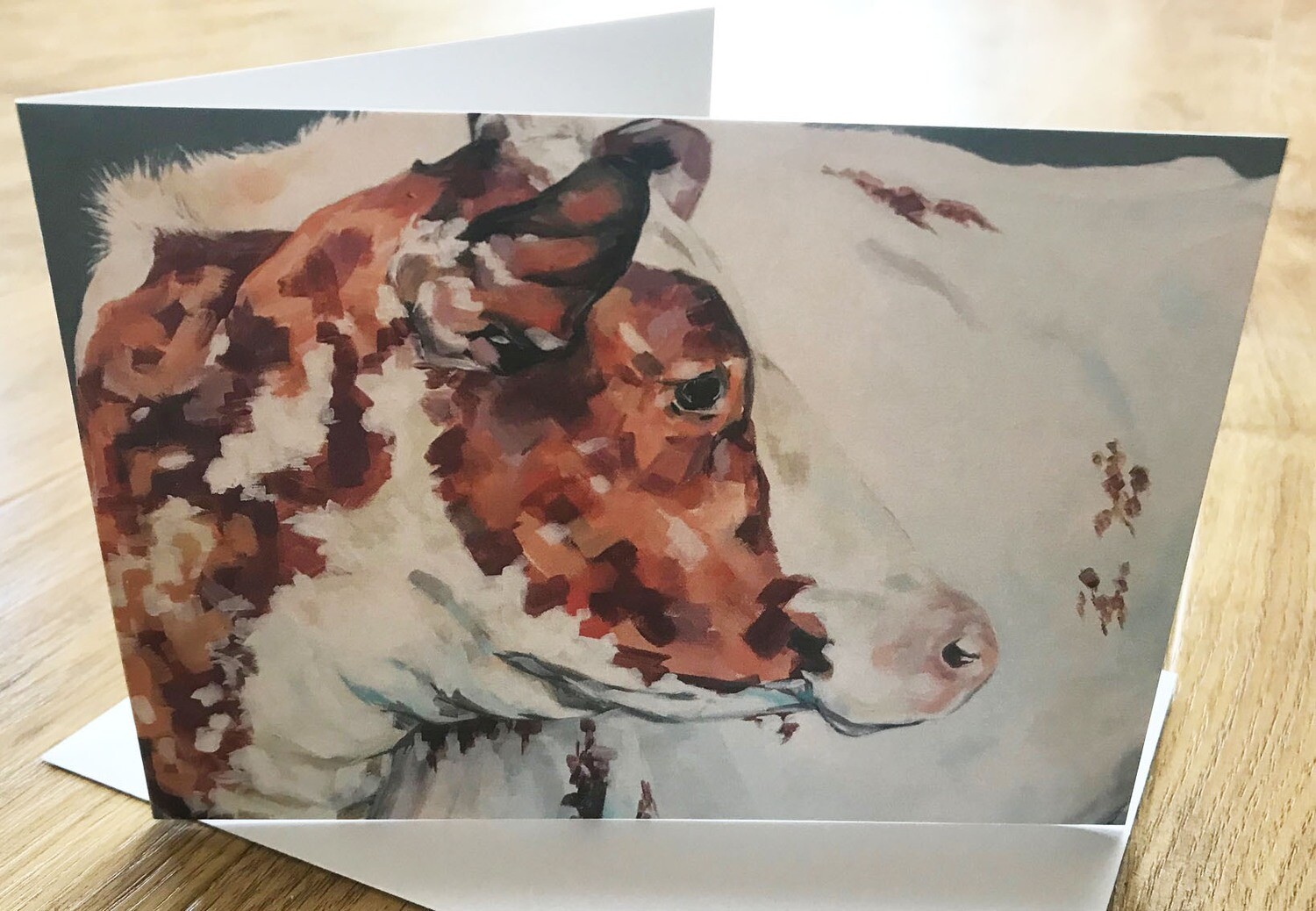 &#39;Strickley Geri 34&#39; Light Roan Shorthorn - Blank Greetings Card