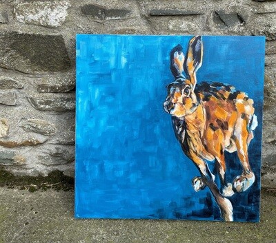 'Running Hare' Large 24 inch square Original Painting