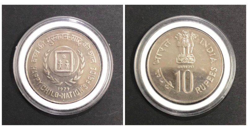 Republic INDIA 10 RUPEES SILVER COIN 1979