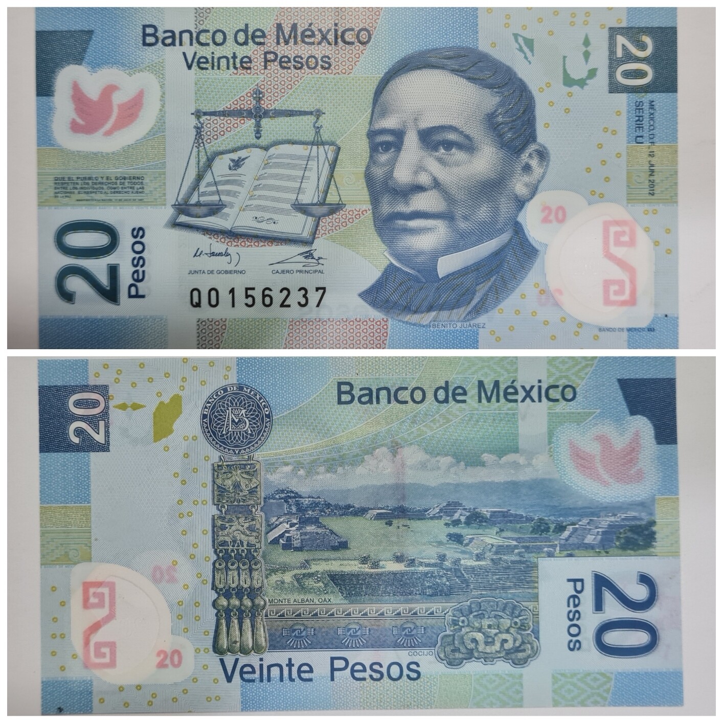 MEXICO 20 PESOS POLYMER XF