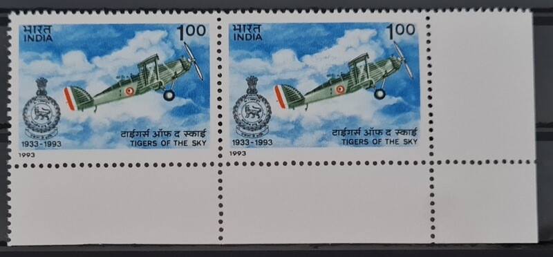 INDIA-DIAMOND JUBILEE OF NO.1 SQUADRON,INDIAN AIR FORCE 1993 MNH Pair of stamps