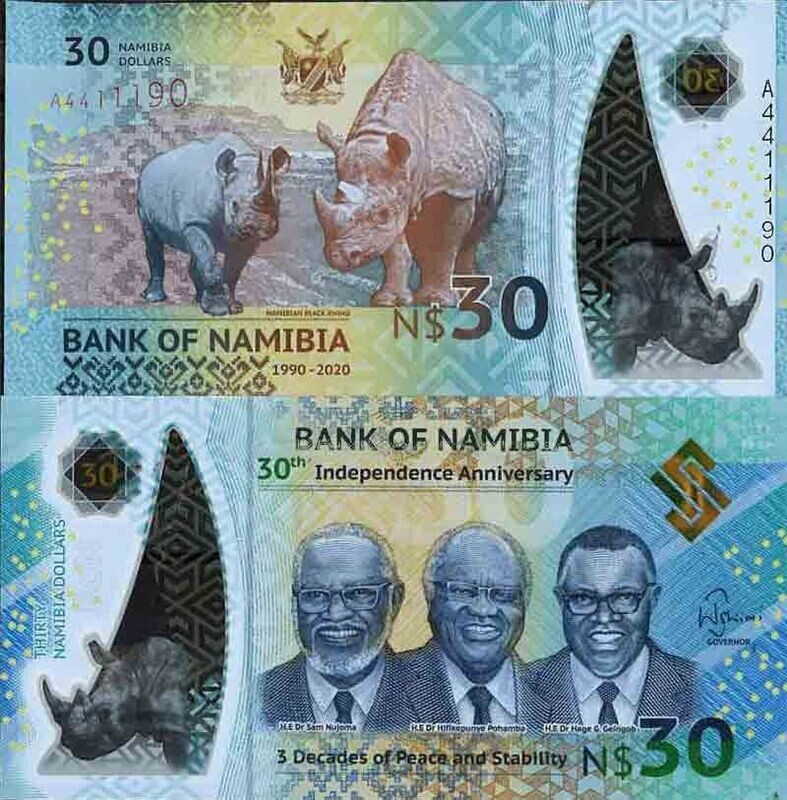 NAMIBIA 30 DOLLARS POLYMER UNC