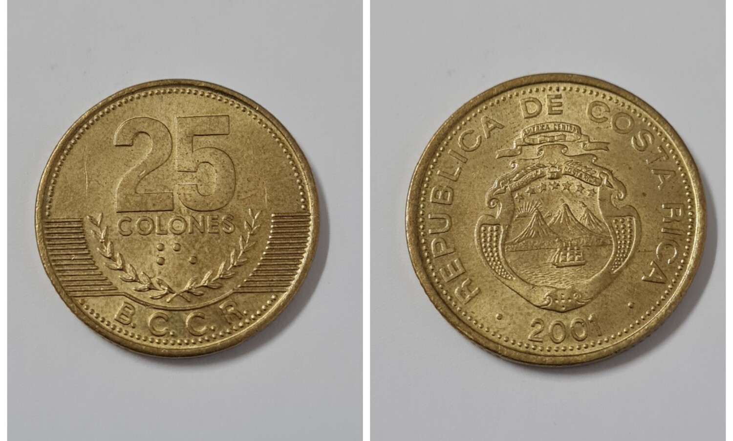 COSTA RICA 25 COLONES 2001