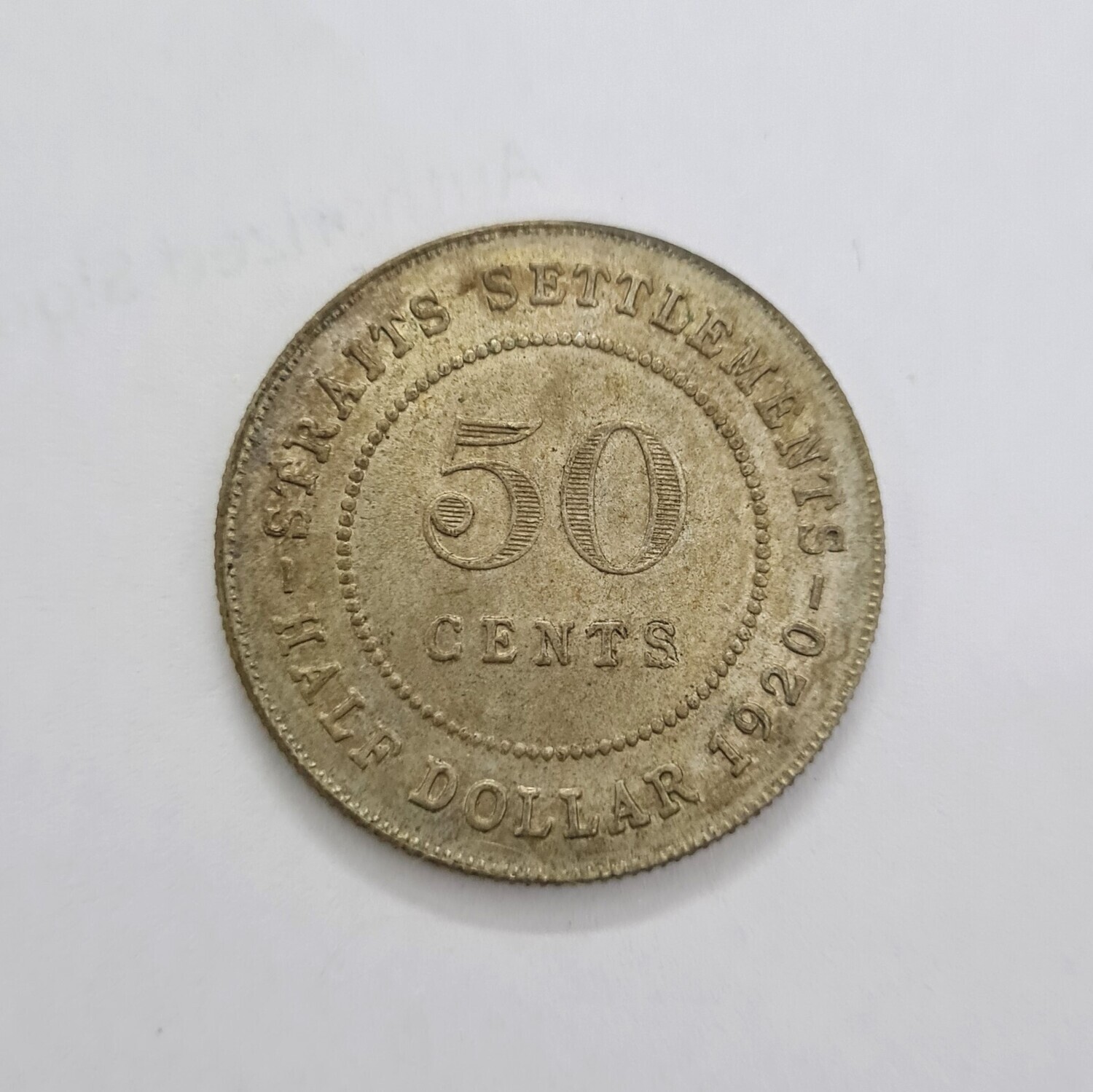 STRAITS SETTLEMENTS-50 CENTS-SILVER-GEORGE V