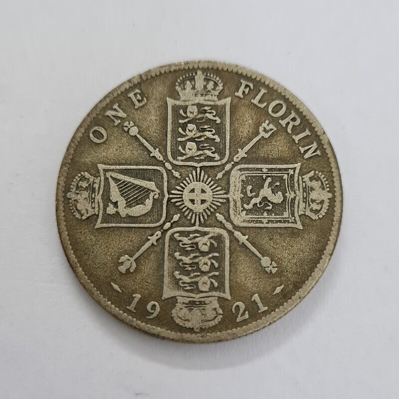 UNITED KINGDOM-1 FLORIN- GEORGE V-1921